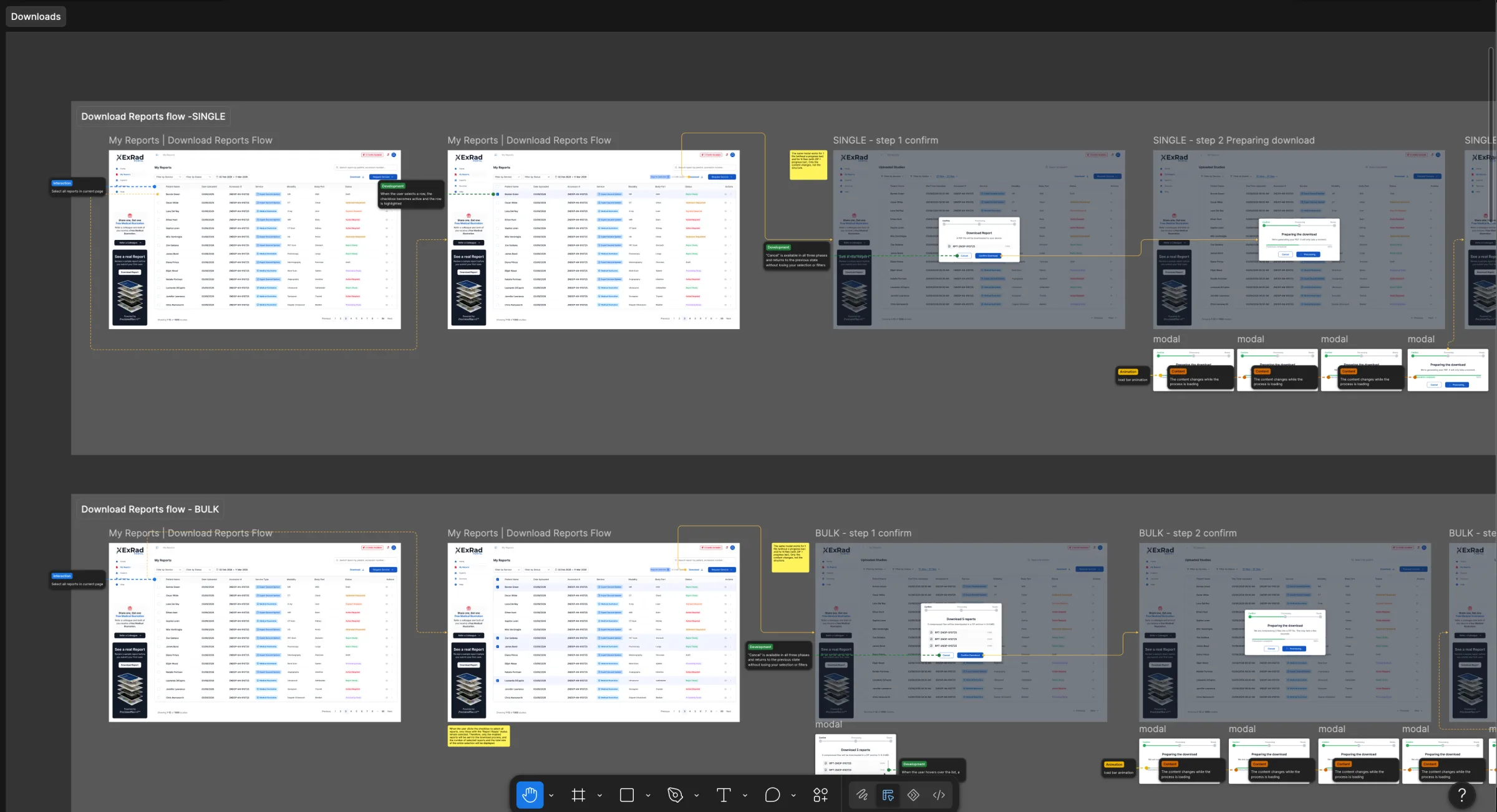 ExRad Portal download reports flow