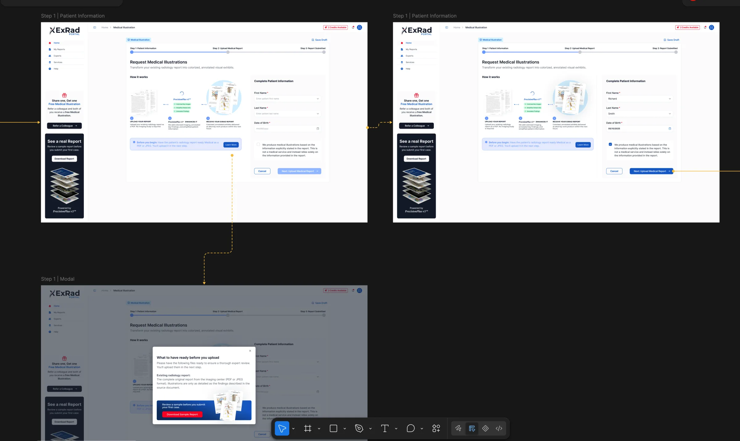 ExRad Portal Medical Illustration Patient Information step