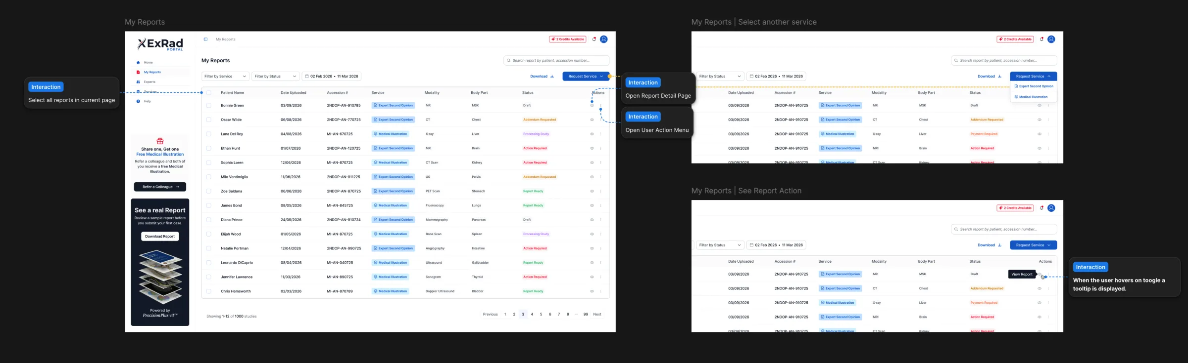 ExRad Portal My Reports module