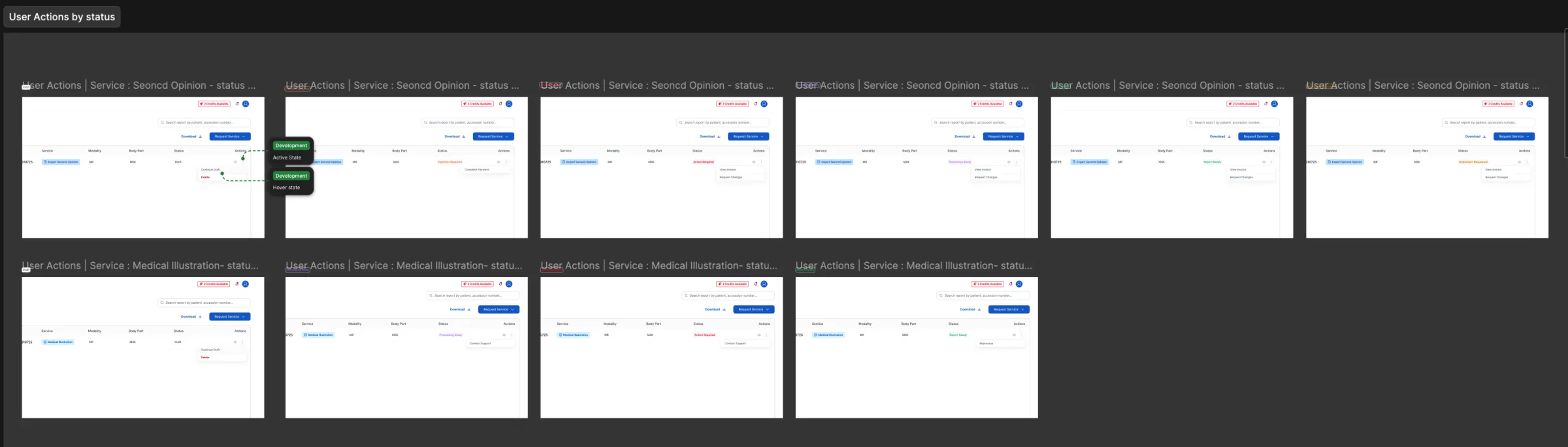 ExRad Portal report status actions
