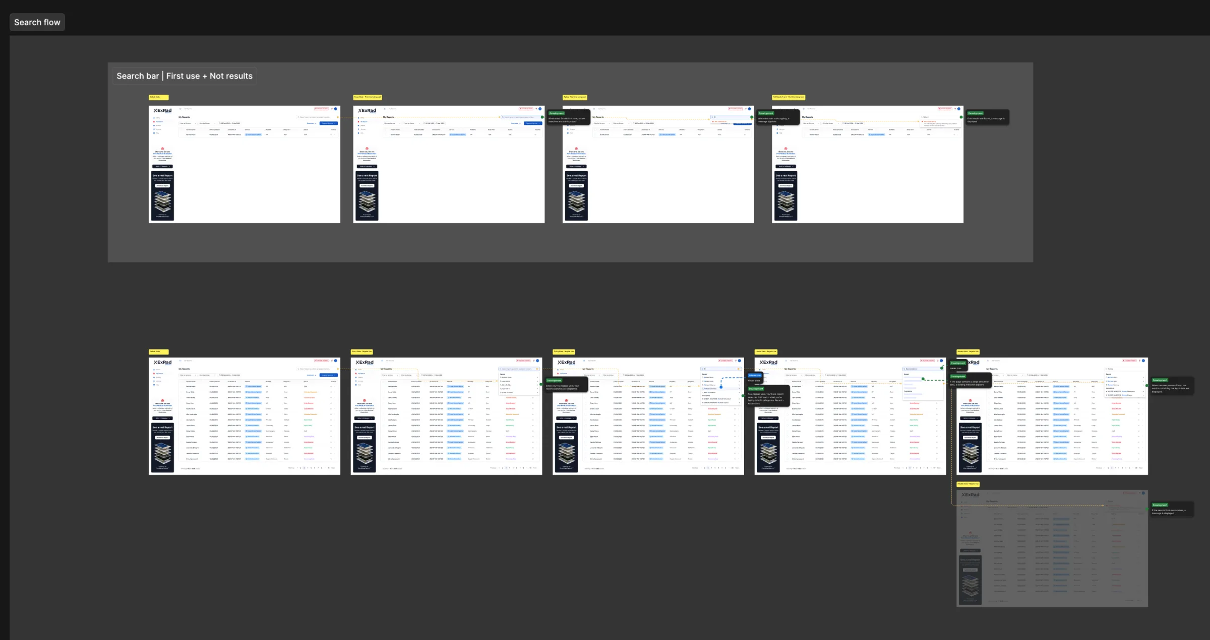 ExRad Portal search bar flow