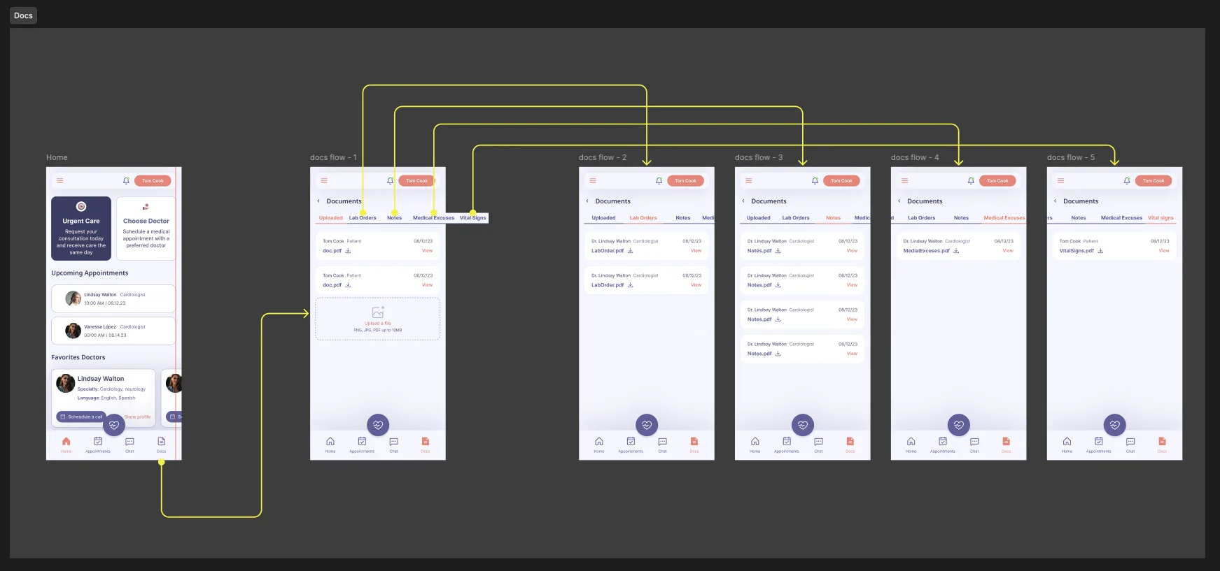 VERTE Docs module translated into a mobile app flow
